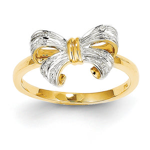 14k Rhodium Diamond Bow Ring