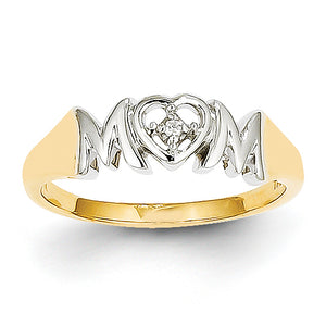 14k Rhodium Diamond Mom Ring