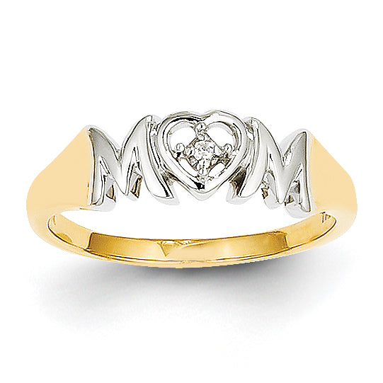 14k Rhodium Diamond Mom Ring
