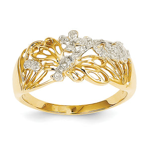 14k Rhodium Diamond Dragonfly Ring