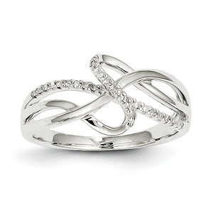 14K White Gold Diamond Twisted Design Ring