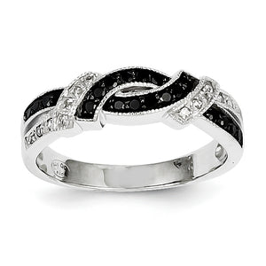 14k White Gold White & Black Diamond Ring
