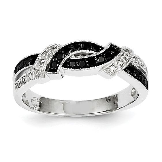 14k White Gold White & Black Diamond Ring