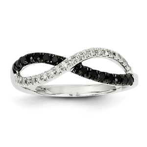 14K White Gold Black & White Diamond Twisted Ring