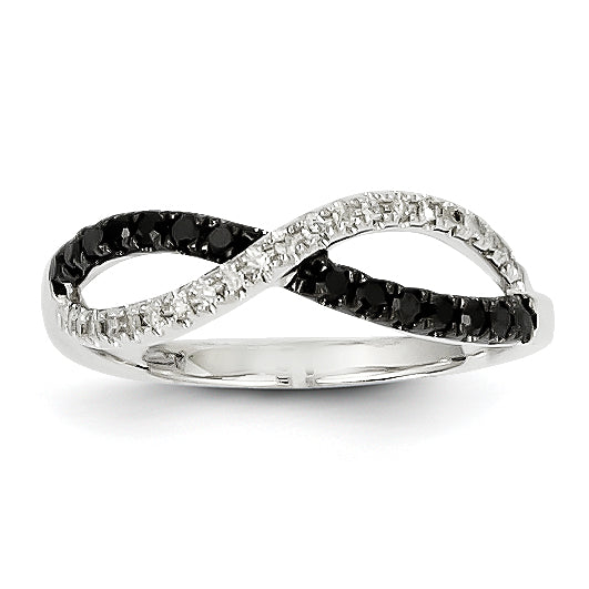 14K White Gold Black & White Diamond Twisted Ring