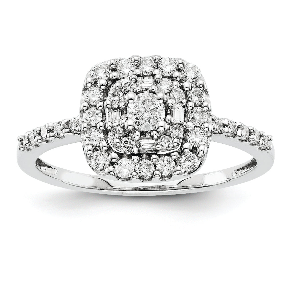 14k White Gold Multi-Stone Diamond Engagement Ring