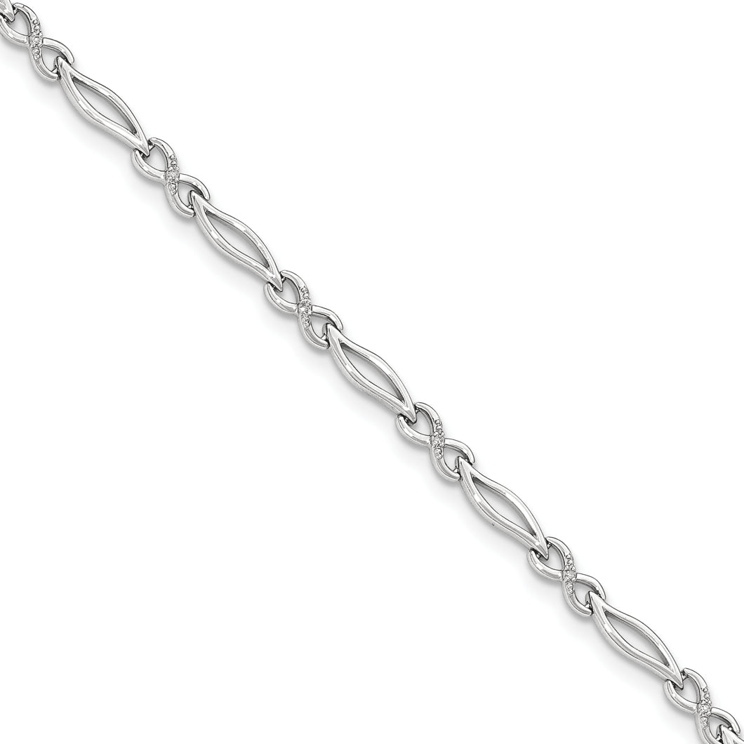 14k White Gold Diamond 7.5in Link Bracelet