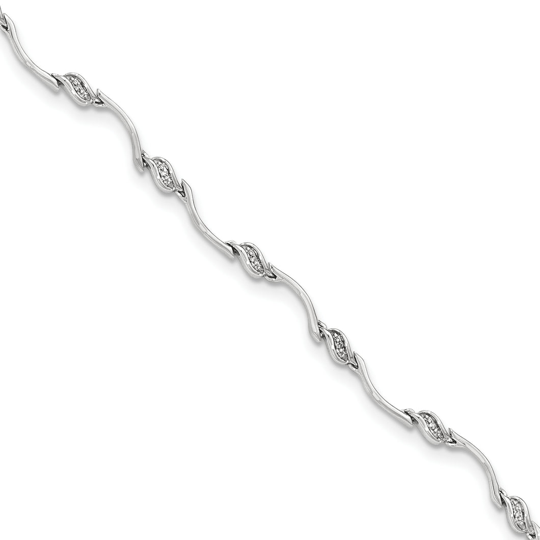 14k White Gold Diamond 7.25in Link Bracelet
