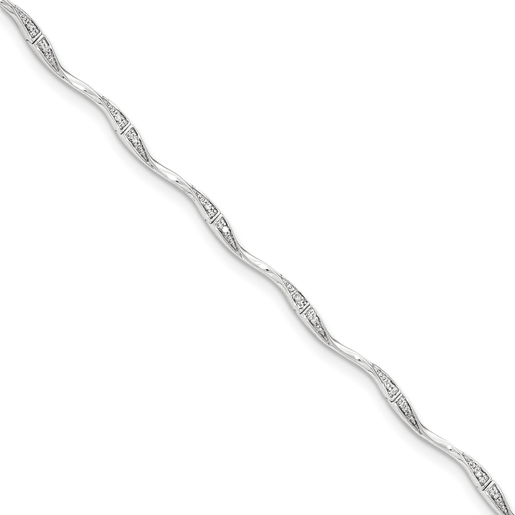 14k White Gold Diamond 7in Link Bracelet