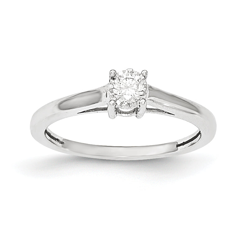 14kt White Gold Polished Diamond Ring