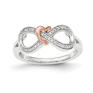 14k Two-tone Diamond Infinity with Heart Ring