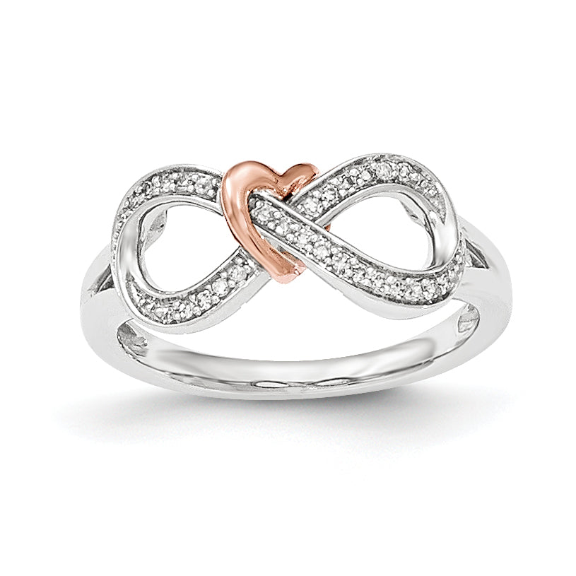 14k Two-tone Diamond Infinity with Heart Ring