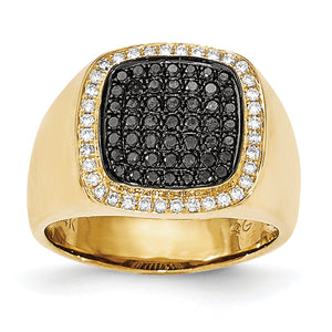 14k Black & White Diamond Mens Ring
