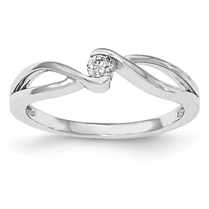 14kt White Gold Polished Diamond Ring