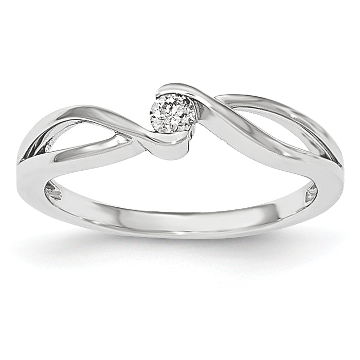 14kt White Gold Polished Diamond Ring