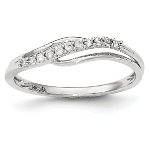 14kt White Gold Polished Fancy Wave Diamond Ring