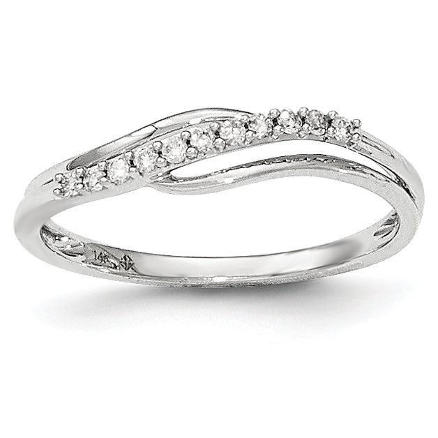 14kt White Gold Polished Fancy Wave Diamond Ring