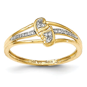 14k Diamond Double Heart Fashion Ring