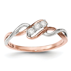 14k White and Rose Gold Diamond Polished Ring