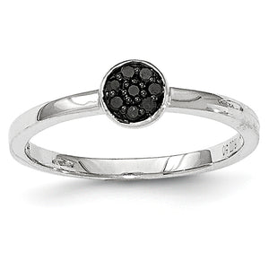 14K White Gold Black Diamond Ring