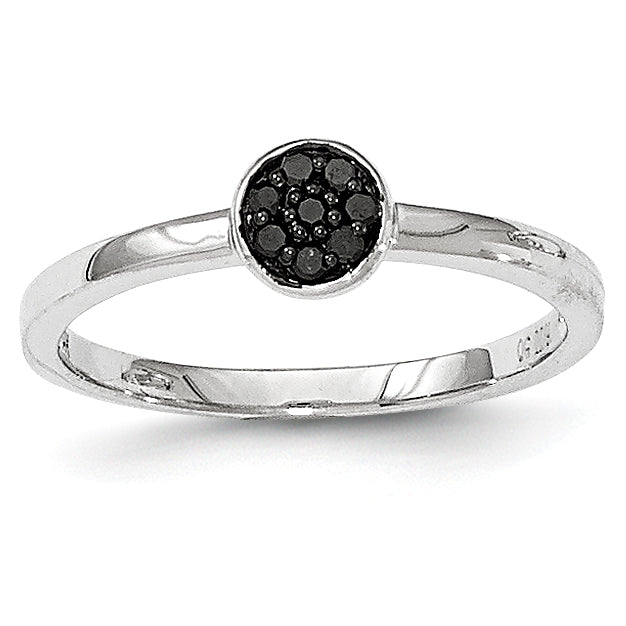14K White Gold Black Diamond Ring