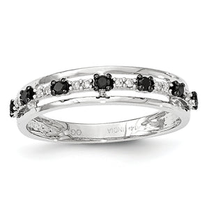 14K White Gold Black & White Diamond Ring