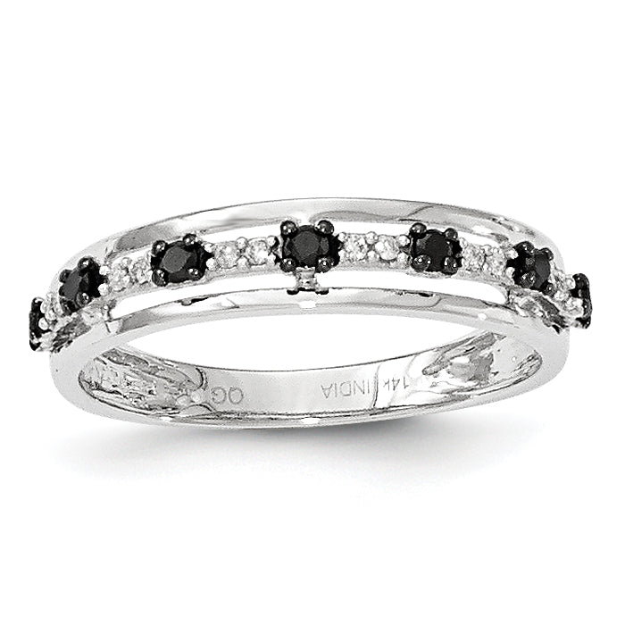 14K White Gold Black & White Diamond Ring