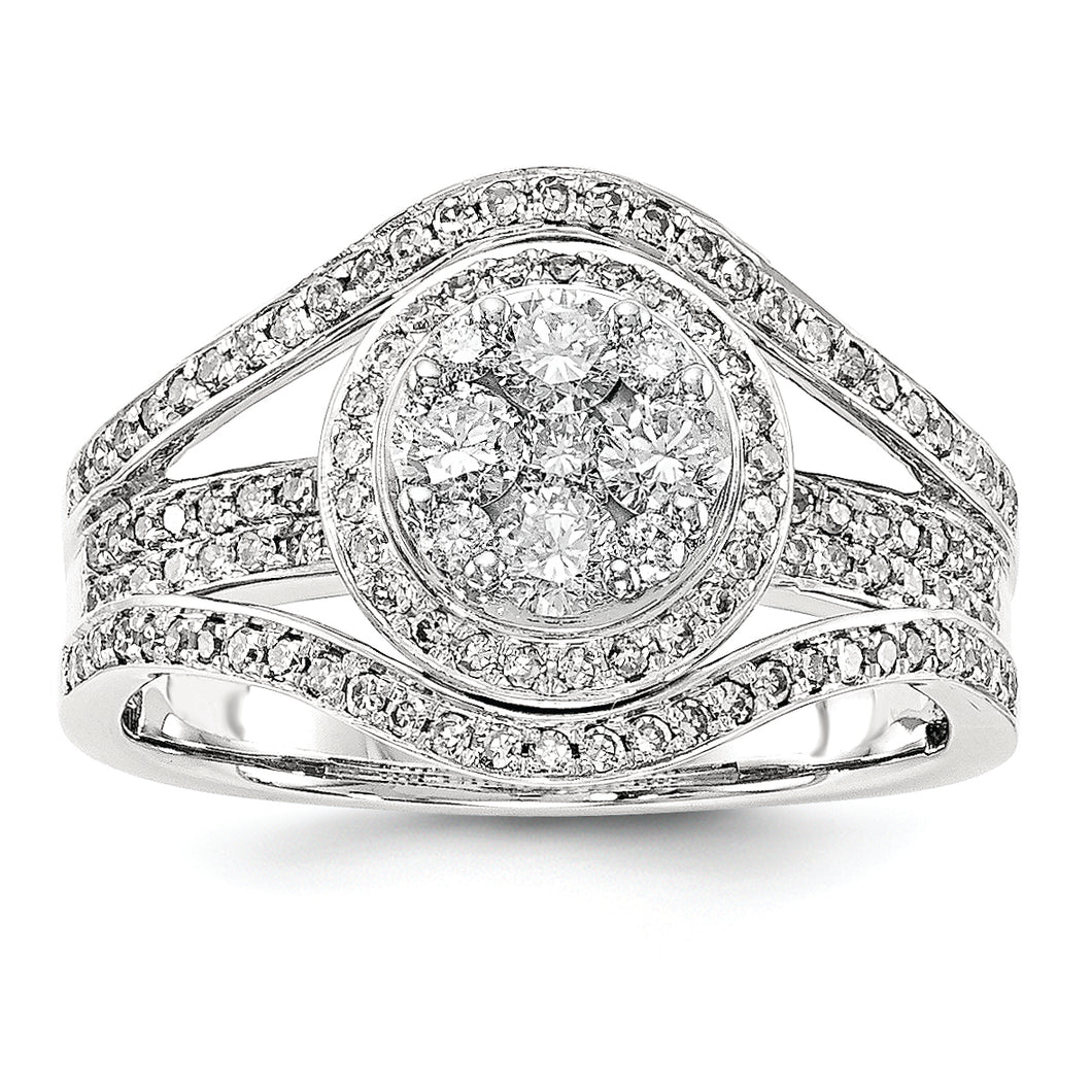 14K White Gold Diamond Multi-Stone Engagement Ring