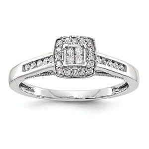 14k White Gold Multi-stone Princessa Diamond Engagement Ring
