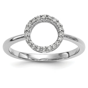 14k White Gold Diamond Open Circle Ring