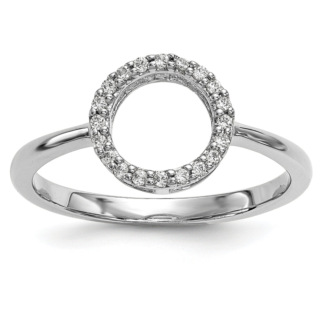 14k White Gold Diamond Open Circle Ring