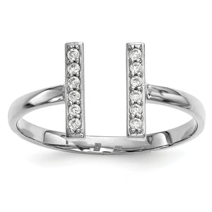 14k White Gold Diamond Double Bar Ring