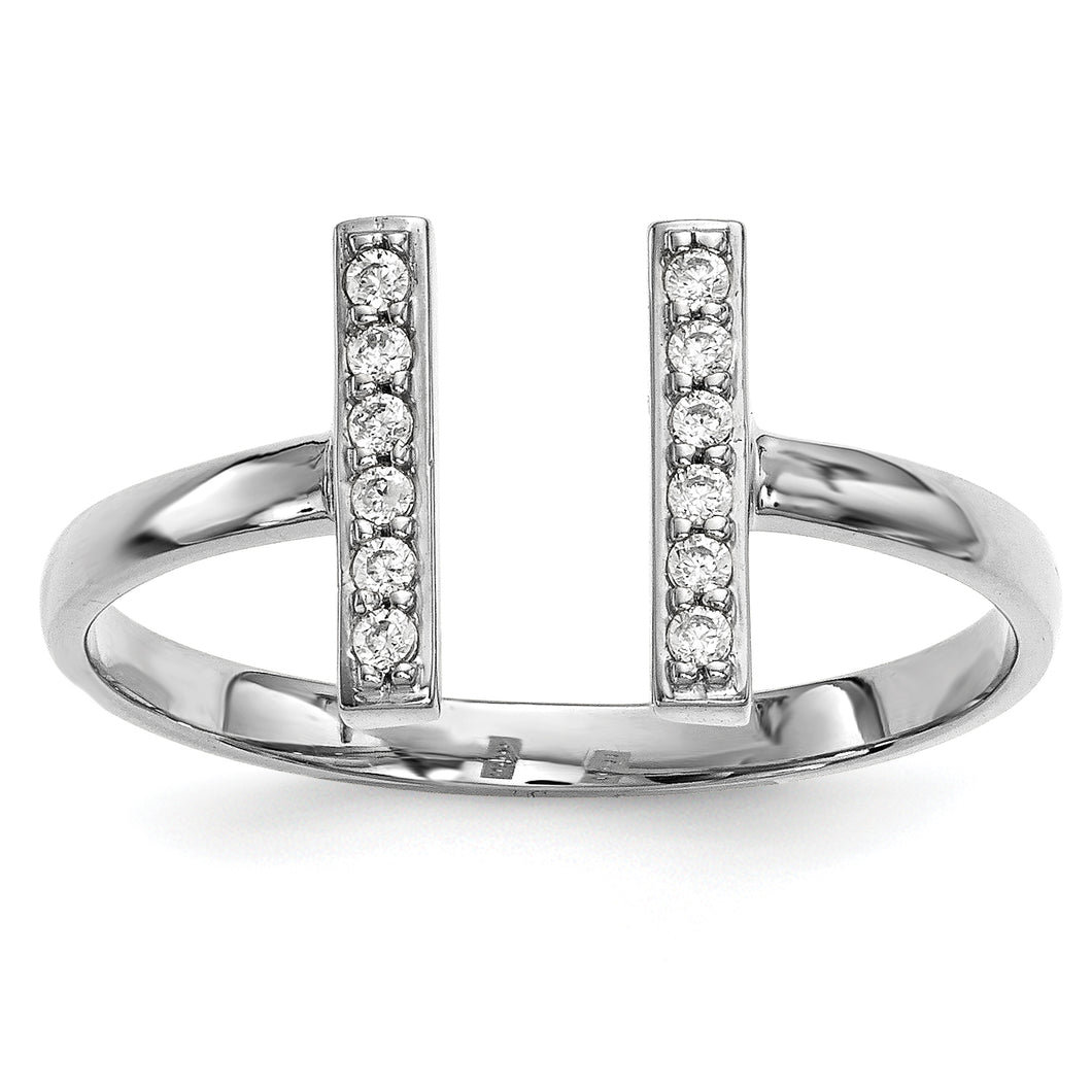 14k White Gold Diamond Double Bar Ring