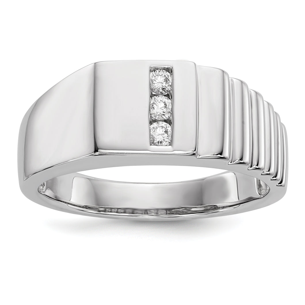 14k White Gold Diamond Men's Ring