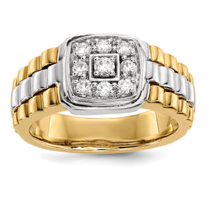 14k White/Yellow Gold Diamond Men's Ring
