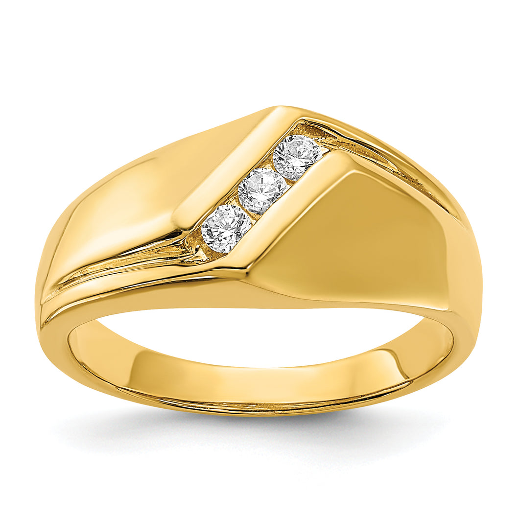 14k Yellow Gold Diamond Men's Ring