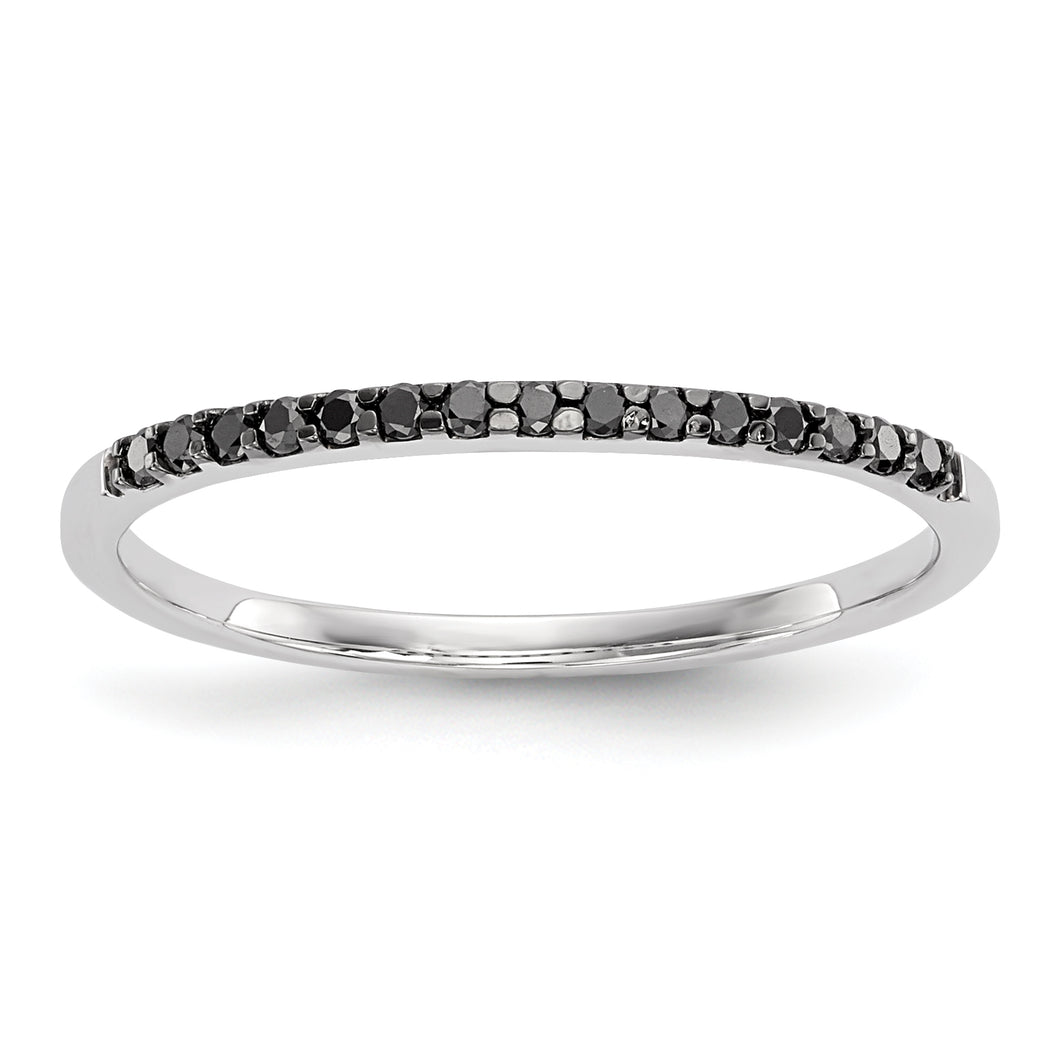 14k White Gold Black Diamond Ring