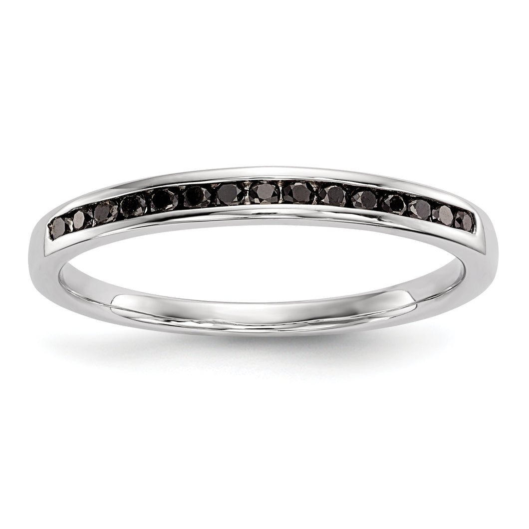 14k White Gold Black Diamond Ring