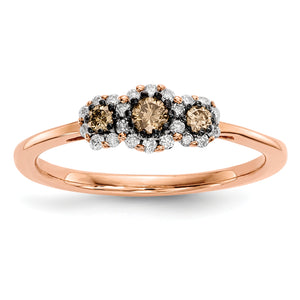 14k Rose Gold White/Champagne Diamond Ring