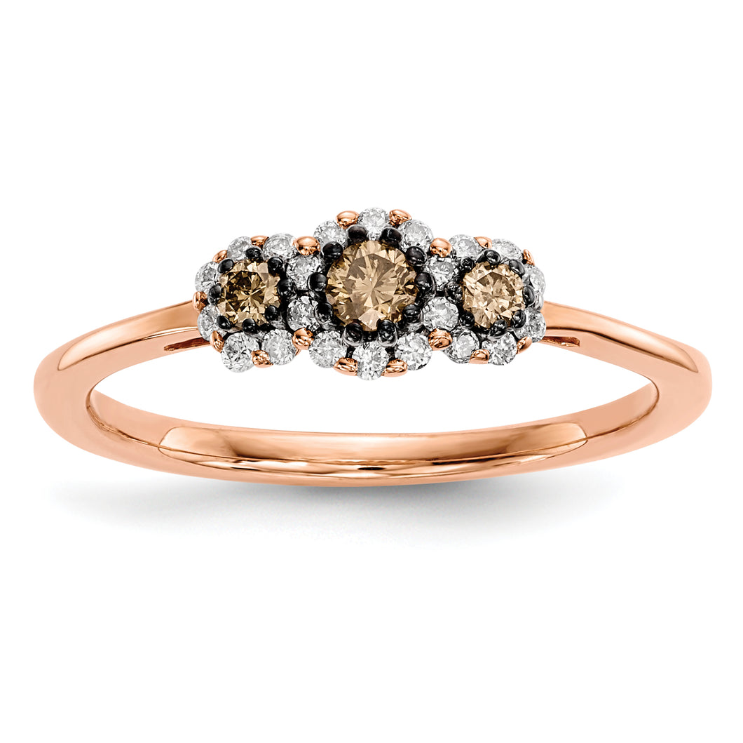 14k Rose Gold White/Champagne Diamond Ring