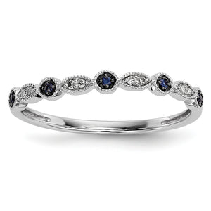 14k White Gold Blue/White Diamond Ring