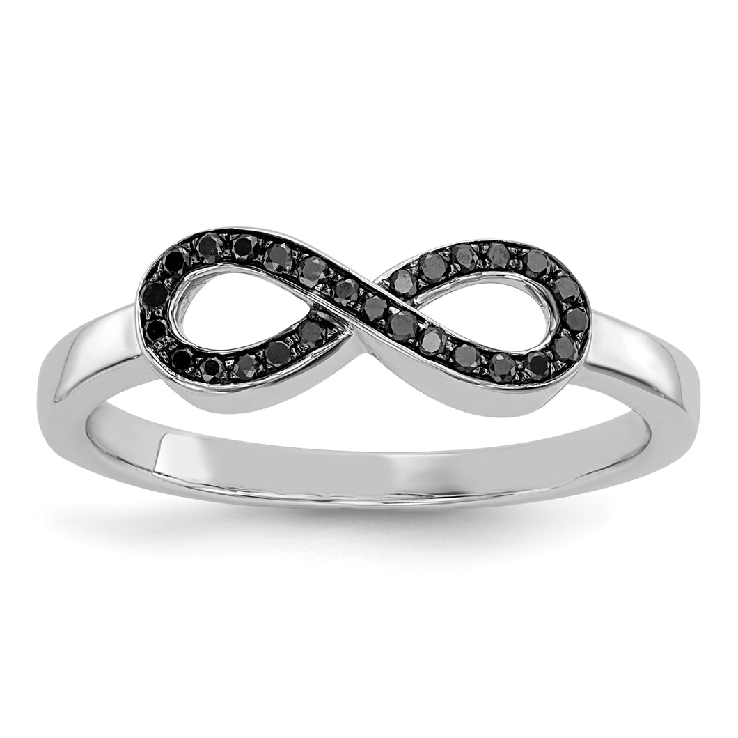 14k White Gold Black Diamond Ring