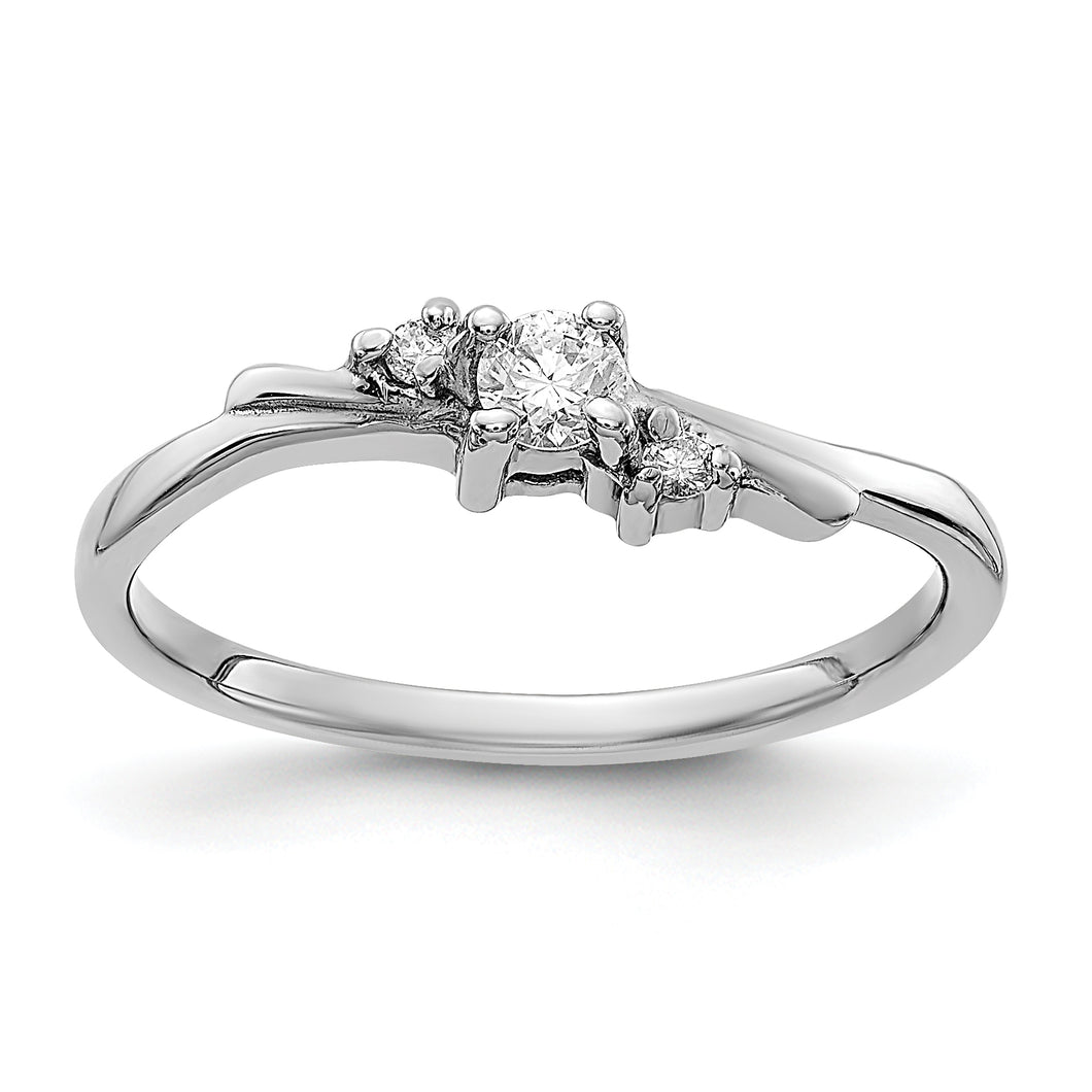14k White Gold Polished AA Diamond ring