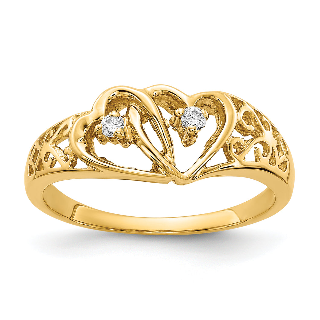 14k AA Diamond heart ring