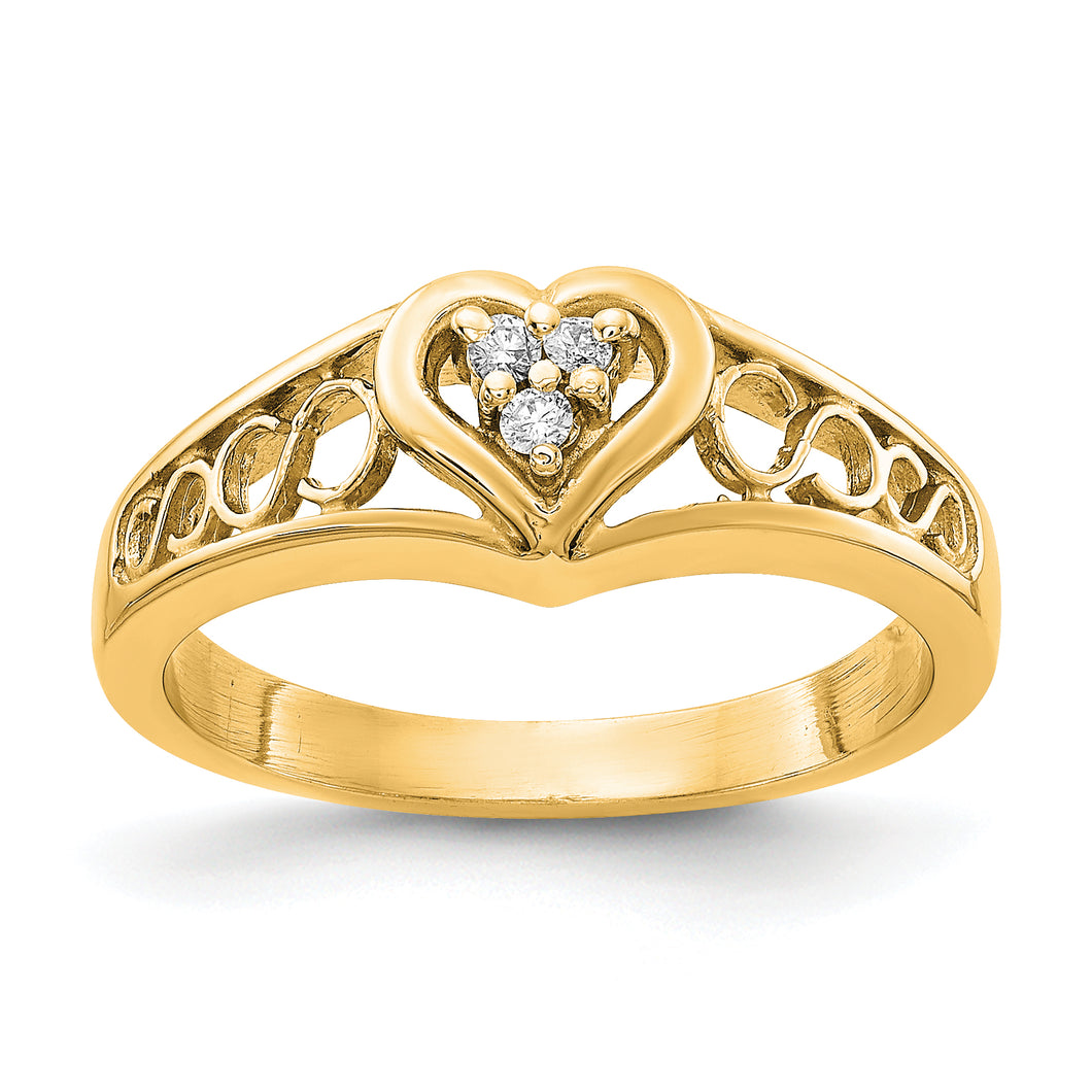 14k Polished .05ct. Diamond Heart Ring Mounting