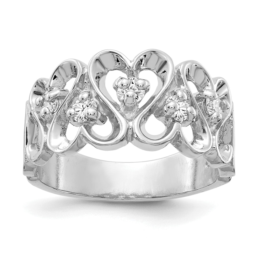 14k White Gold Polished .30ct. Diamond Heart Ring Mounting