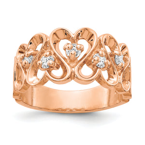 14k Rose Gold Polished .30ct. Diamond Heart Ring Mounting