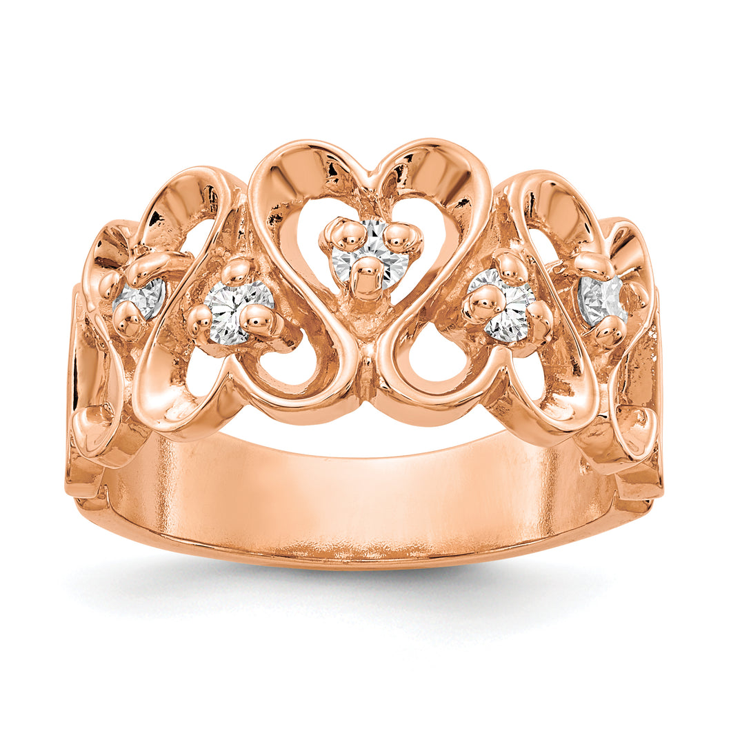 14k Rose Gold Polished .30ct. Diamond Heart Ring Mounting