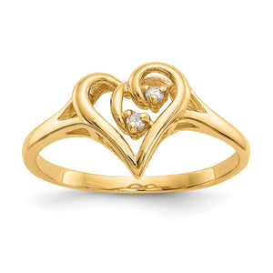 14k Polished .03ct. Diamond Heart Ring Mounting