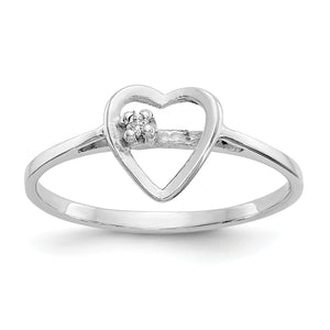 14k White Gold Polished .01ct. Diamond Heart Ring Mounting